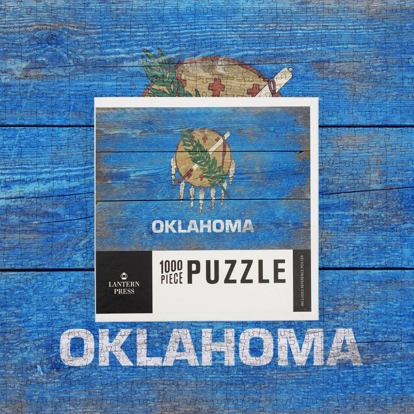 Lantern Press - 1000 PIECE PUZZLE Rustic Oklahoma State Flag