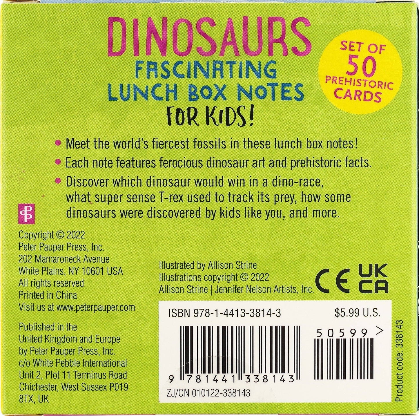 Peter Pauper Press - Dinosaurs Lunch Box Notes For Kids! (50 cards)