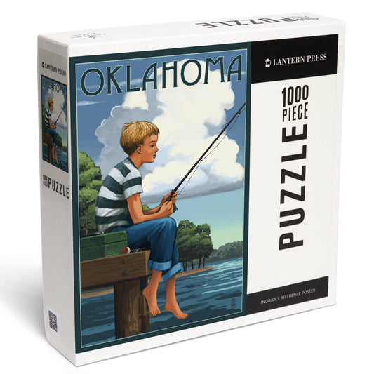 Lantern Press - 1000 PIECE PUZZLE Oklahoma, Boy Fishing