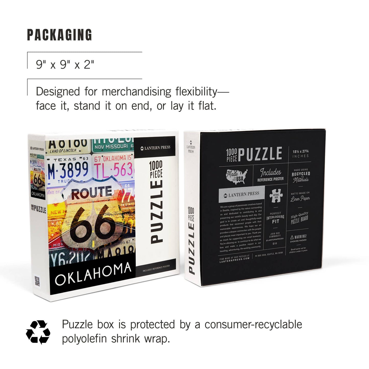 Lantern Press - 1000 PIECE PUZZLE Oklahoma, Route 66 License Plates