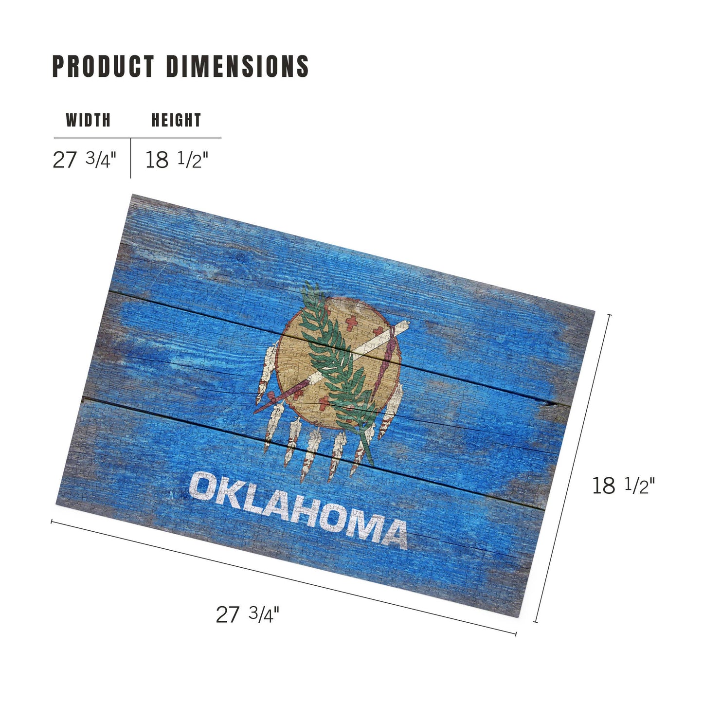 Lantern Press - 1000 PIECE PUZZLE Rustic Oklahoma State Flag