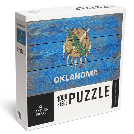 Lantern Press - 1000 PIECE PUZZLE Rustic Oklahoma State Flag